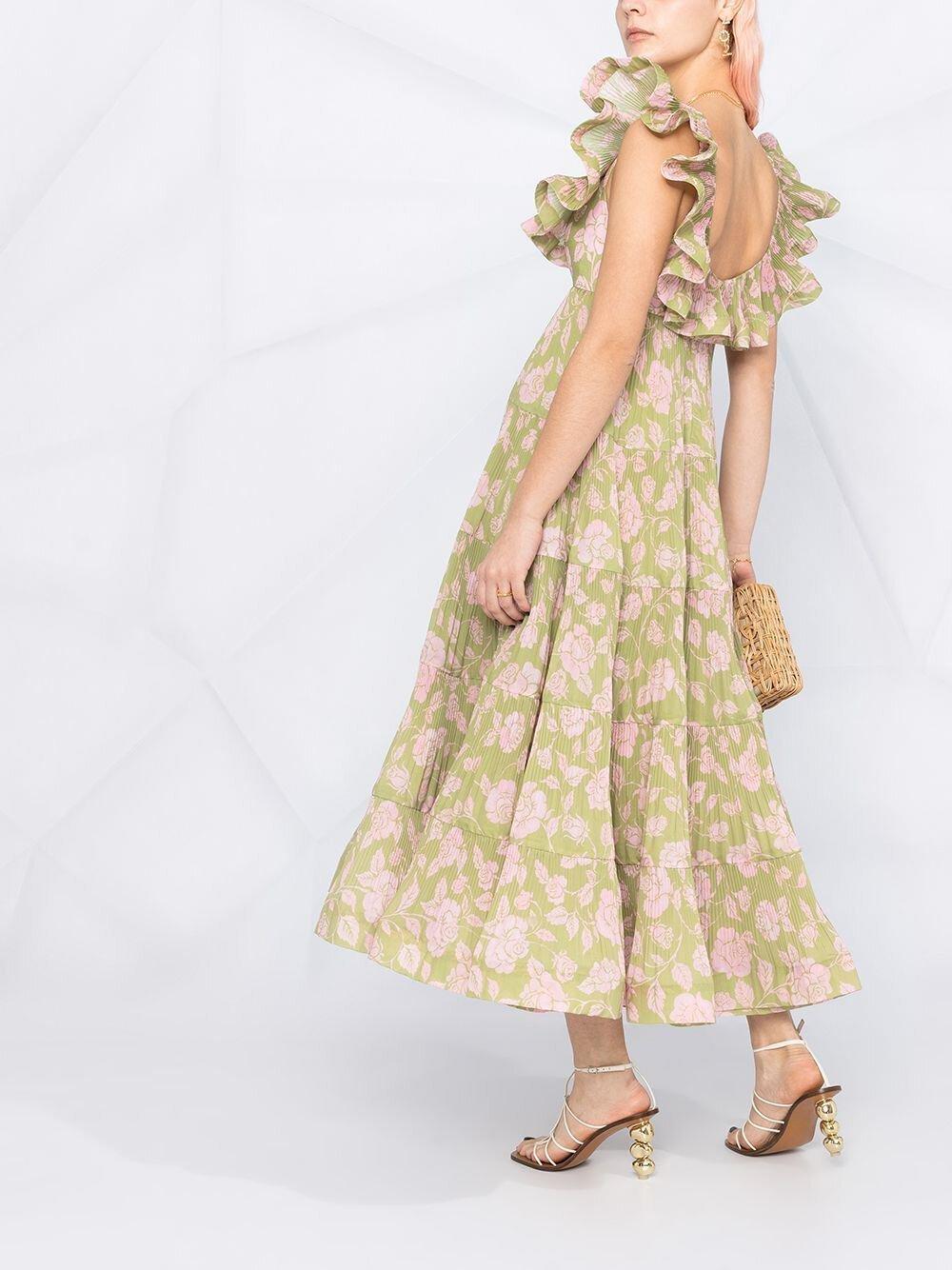 Zimmermann Lovestruck Pleated Floral Gown Print Size 1/Au 10 photo 4