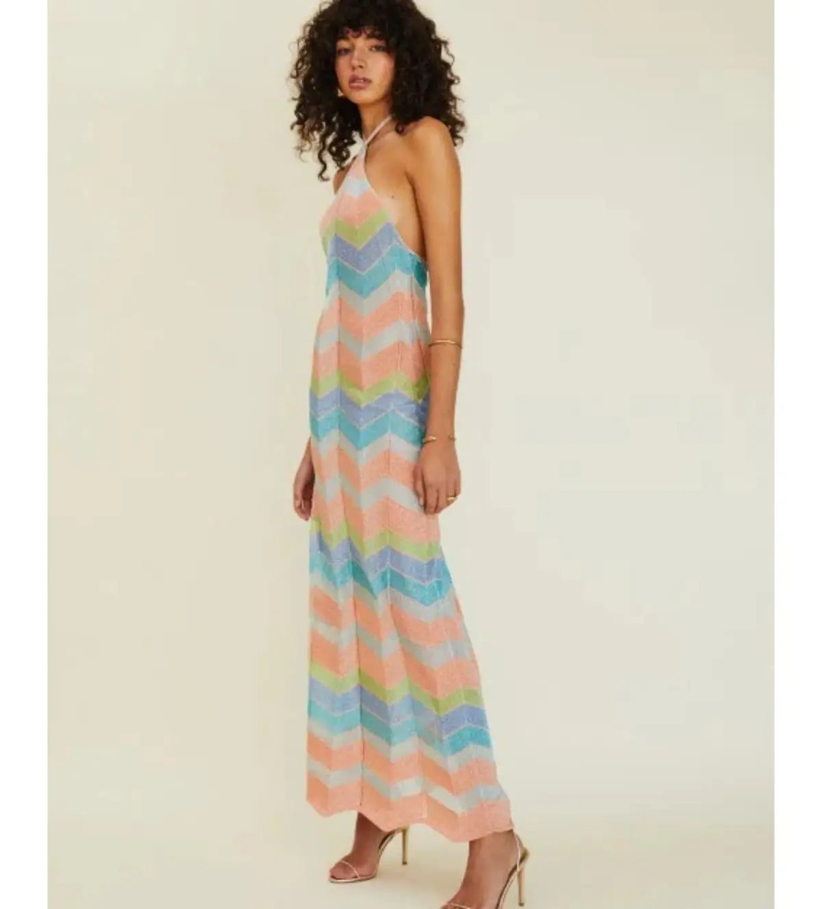 Suboo Solar Chevron Halter Maxi Dress Multi Size Small S/AU 8 photo 3
