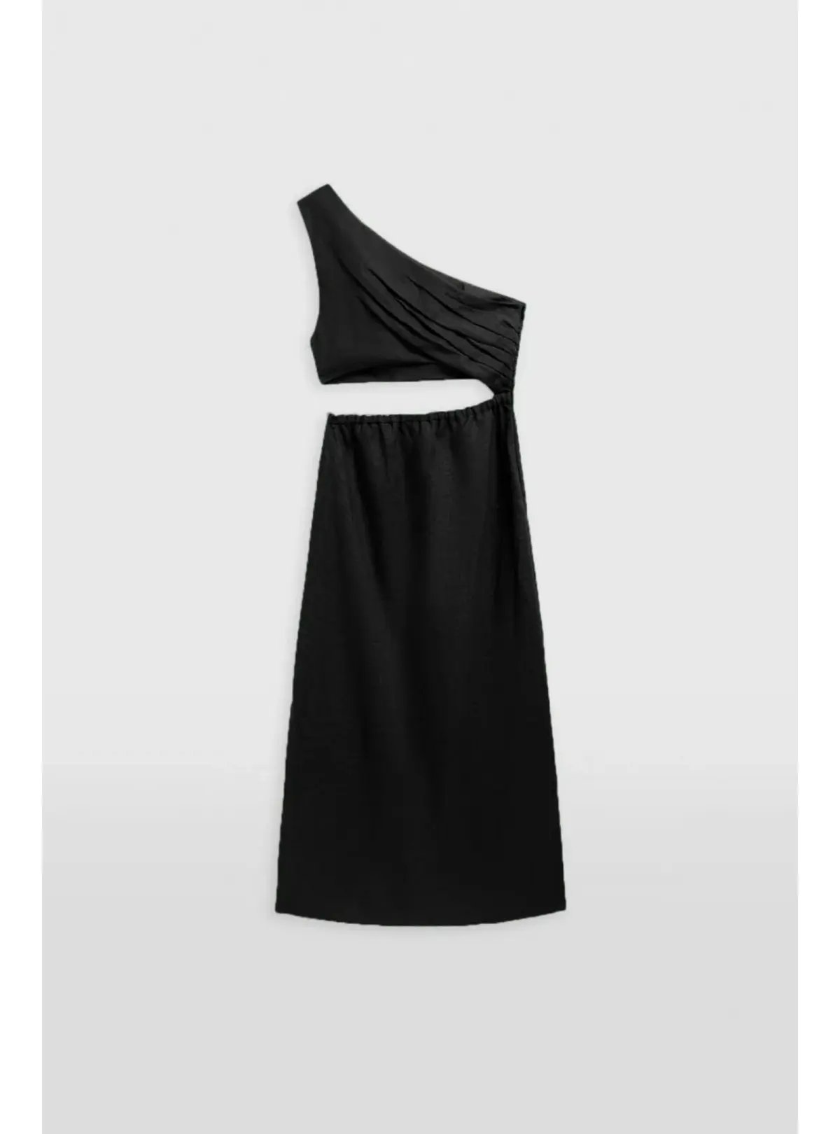 Venroy Draped One Shoulder Cut Out Midi Dress Black Size M / AU 10 photo 4