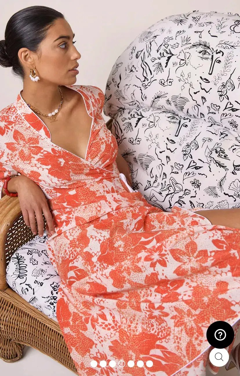Rixo Cindy Coral Floral Wrap Dress Print Size XS photo 5