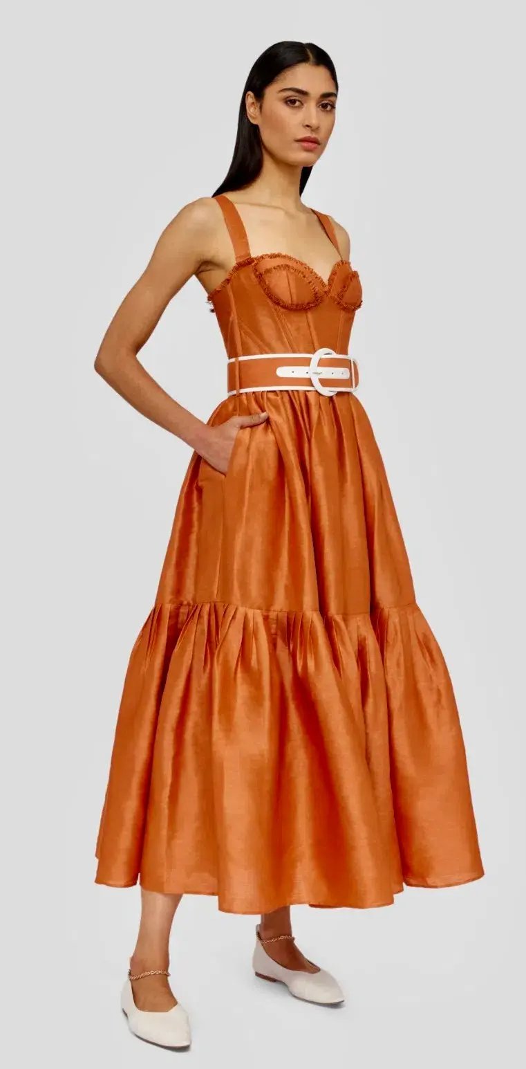 Leo Lin Suffolk Bustier in Cinnamon Orange in Size 10 photo 2