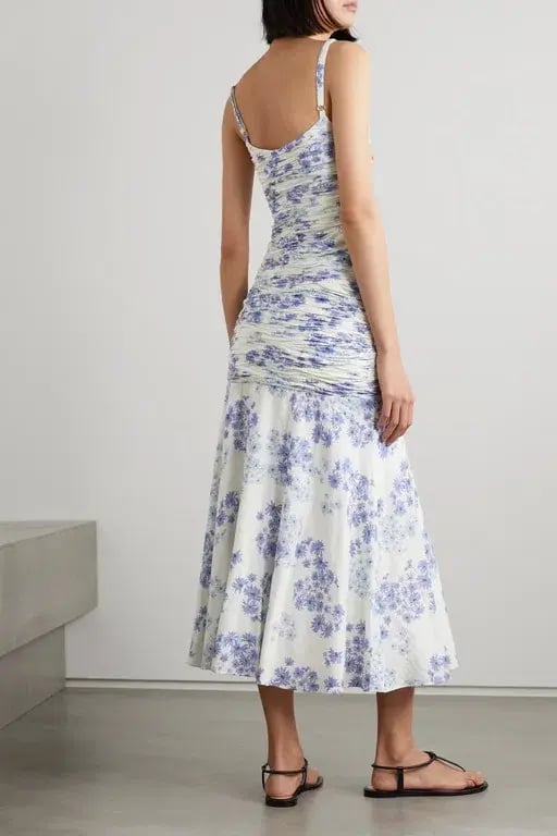 Peony Flannel Ruched Midi Dress Floral Size 12 photo 2