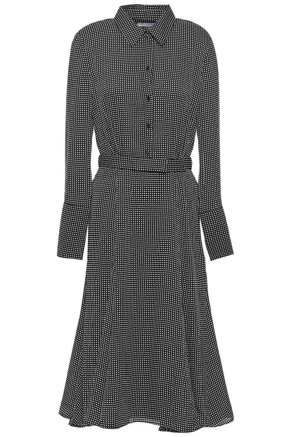 Equipment - Bancort belted black checked crepe de chine shirt dress size 8 photo 5