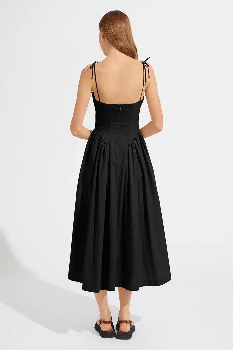 Steele the Label Midi Black Kate Dress in Black Ink Size 8 photo 4