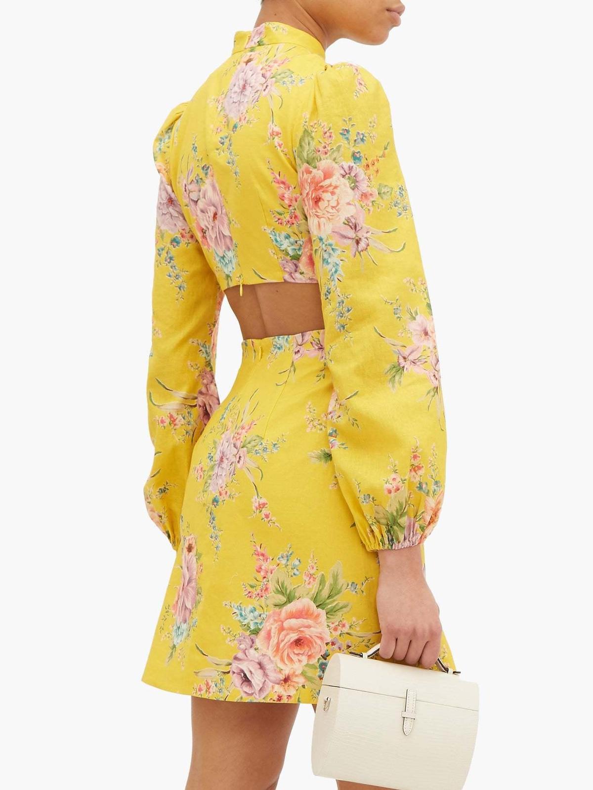 Zimmermann  Zinnia Bow Cut Out Short Dress Yellow Size 6 photo 4