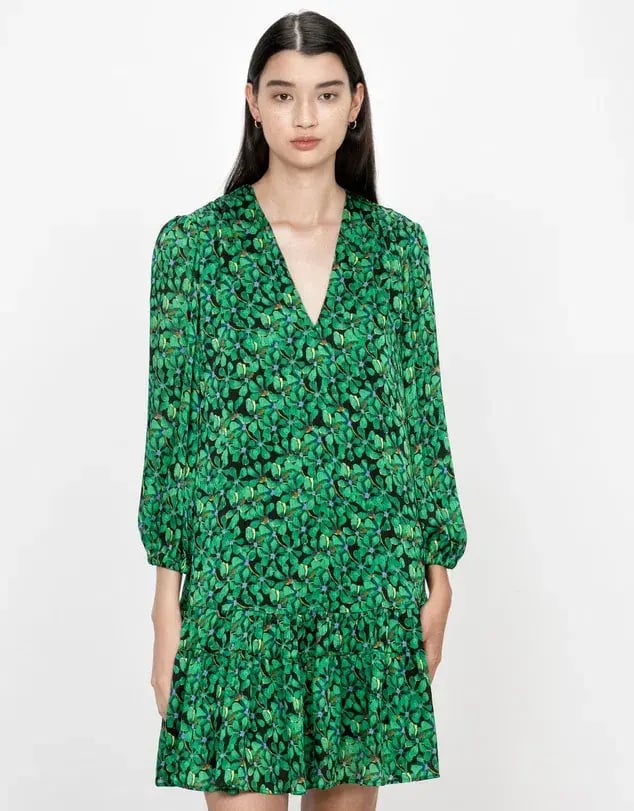 Veronika Maine Clover Print Swing Mini Dress Clover Green Size AU 10 photo 2