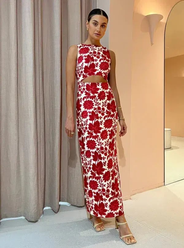 Sir The Label Cinta Cut Out Midi Dress Print Size 8 photo 3