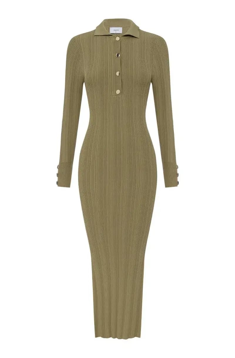 Sheike Rib Polo Dress Green Size 6 photo 3