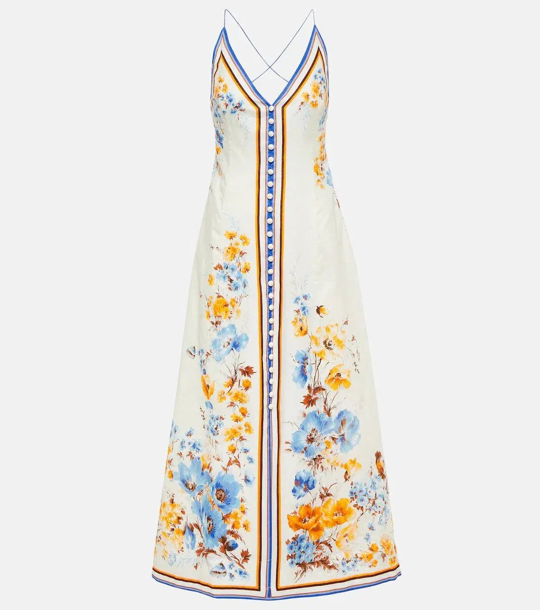 Zimmermann The Halcyon Slip Dress in Orange/Blue Floral Size 0/Au 8 photo 3
