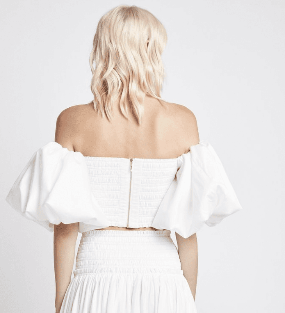 Aje White Cascade Cropped Top (White) Size 8 photo 3