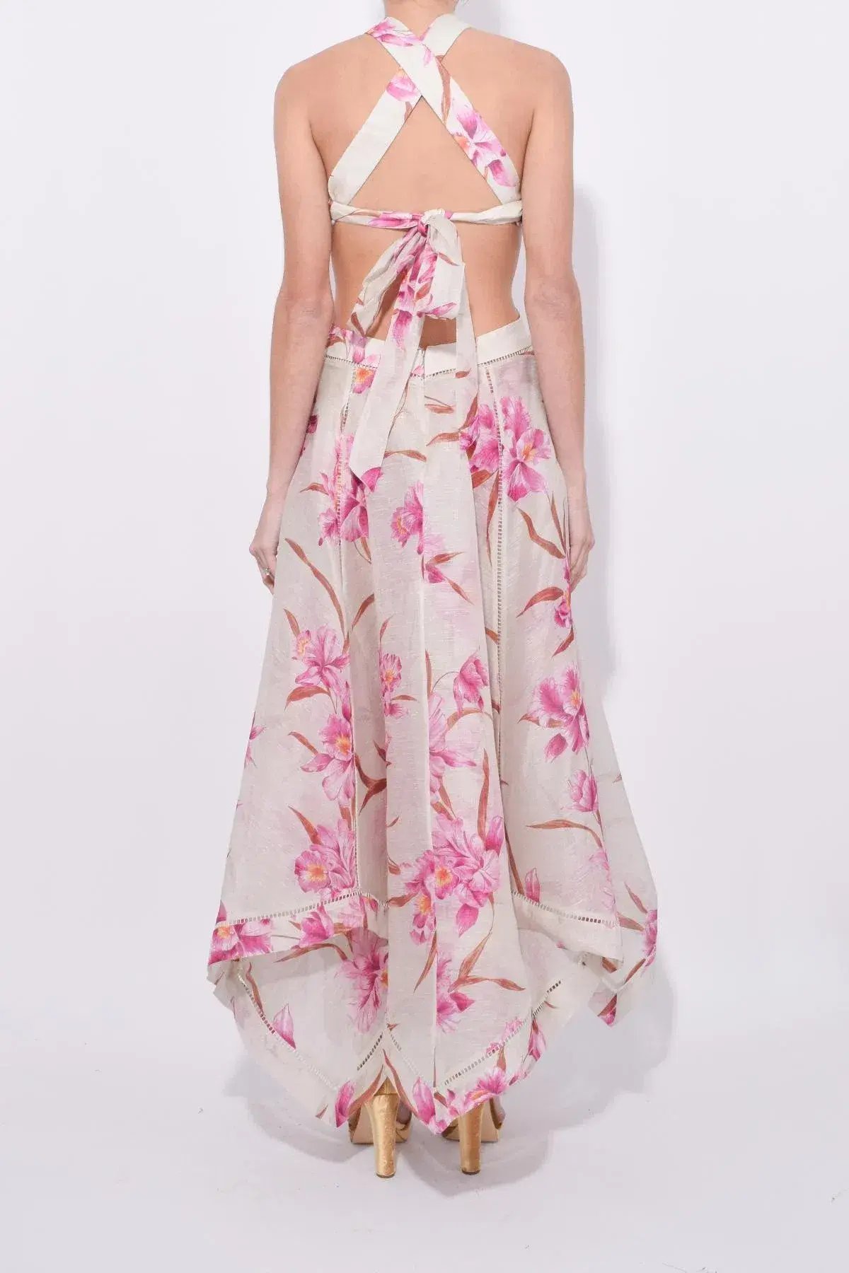 Zimmerman Corsage Halter Dress in Fuschia Orchid Print Size 0 photo 4