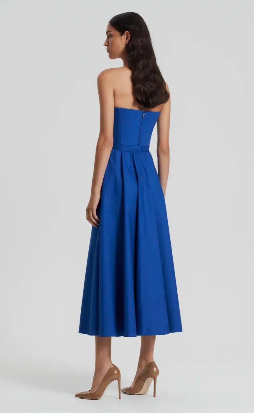 Scanlan Theodore Parachute Bustier Dress Midi Blue Size 10 photo 2