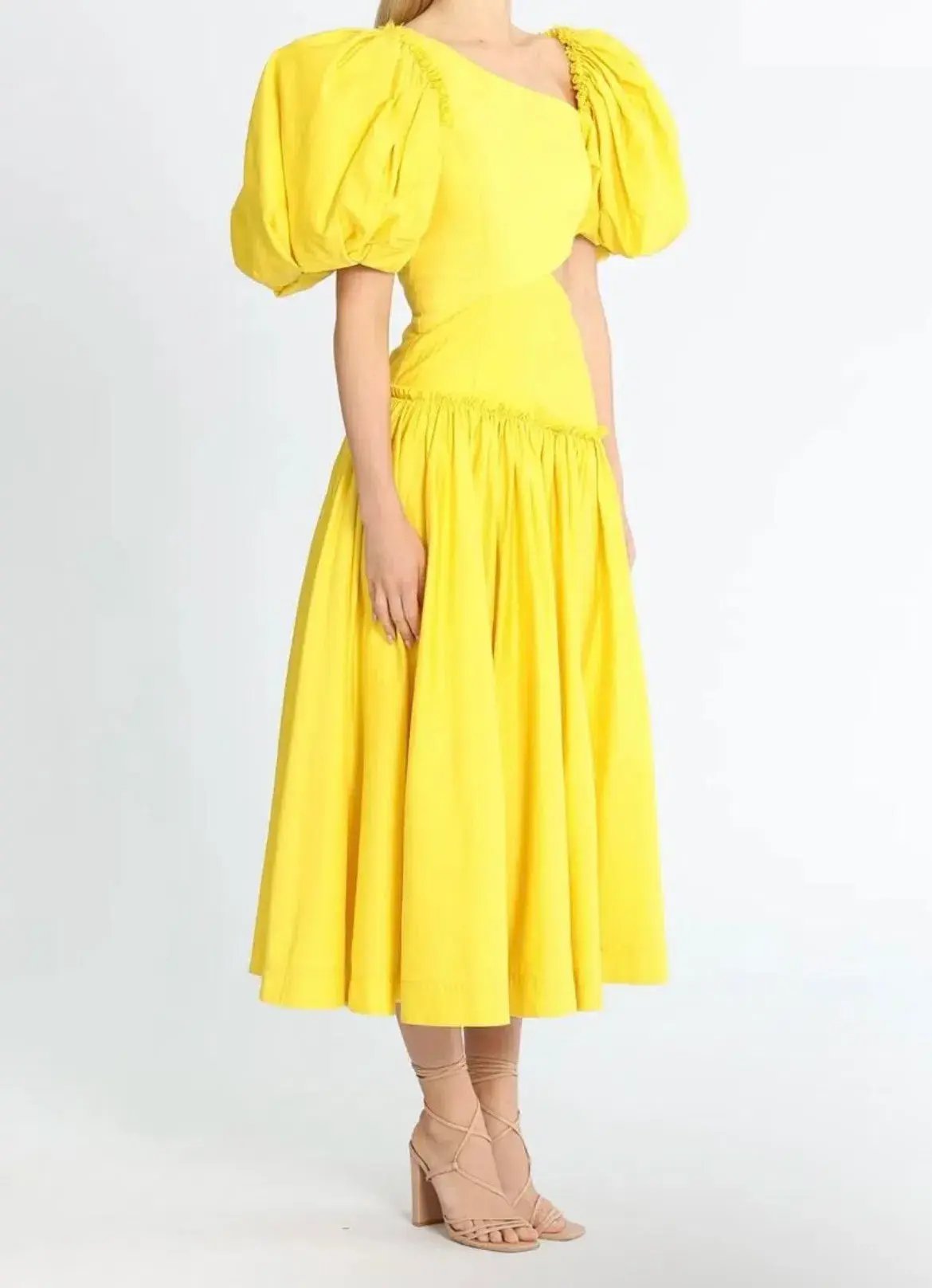 Aje Chateau Cut Out Midi Dress Sun Shower Yellow Size 10 photo 7