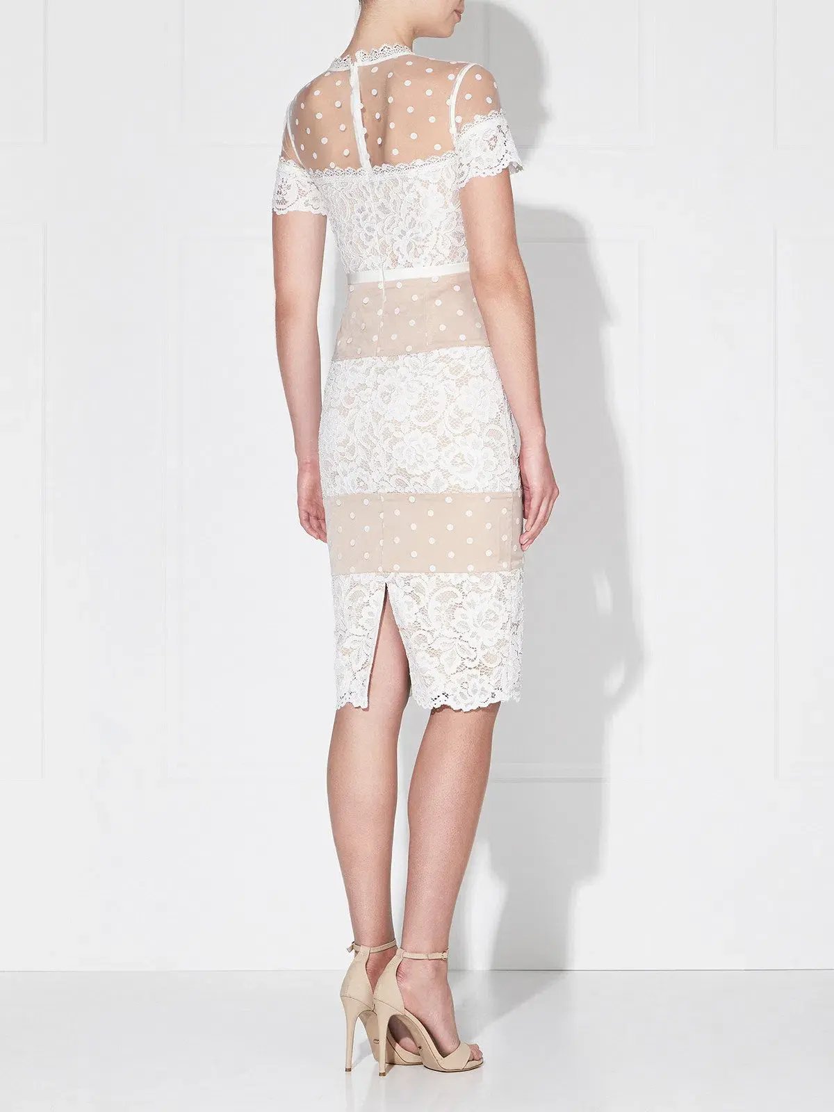 Love Honor Ava Lace Midi Dress White Nude Size 8 photo 2