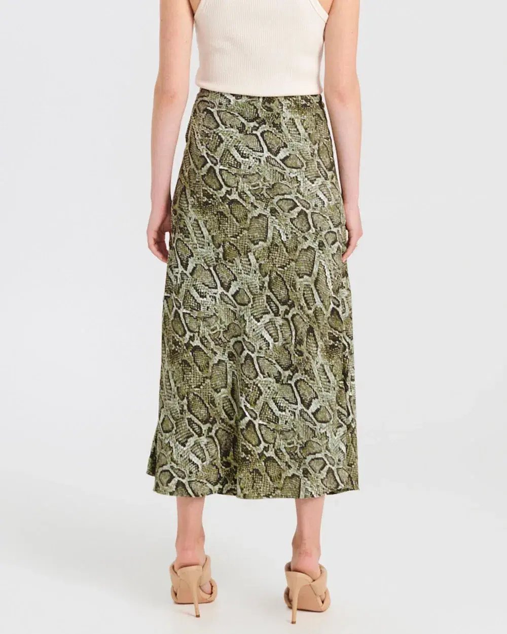 Ena Pelly Python Panelled Midi Skirt Animal Print Size 8 photo 3