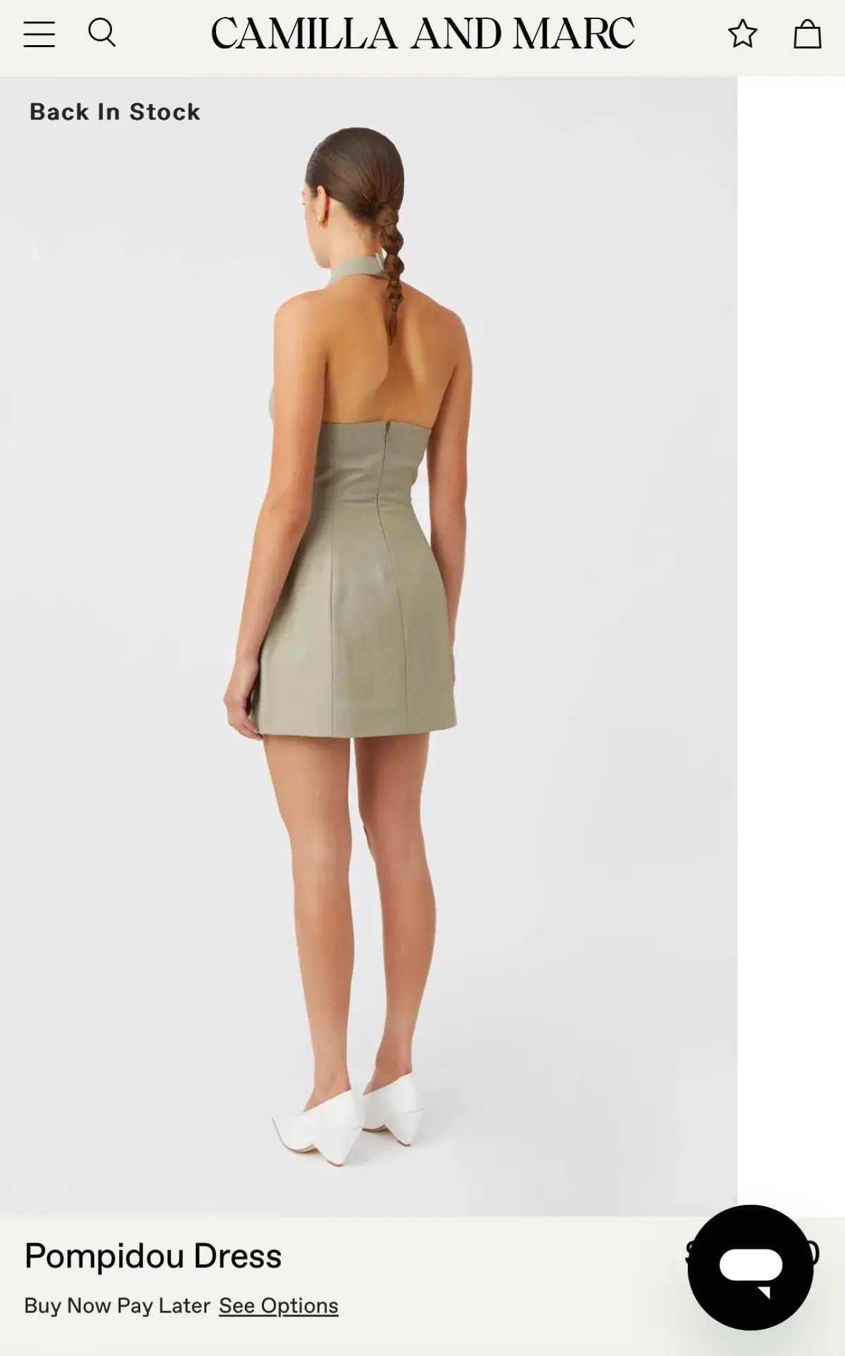 Pompidou Halter Neck Mini Dress in light brown photo 4