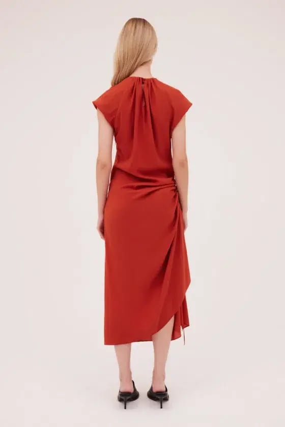 Bianca Spender Rust Satin Cosby Dress Size 10 photo 4