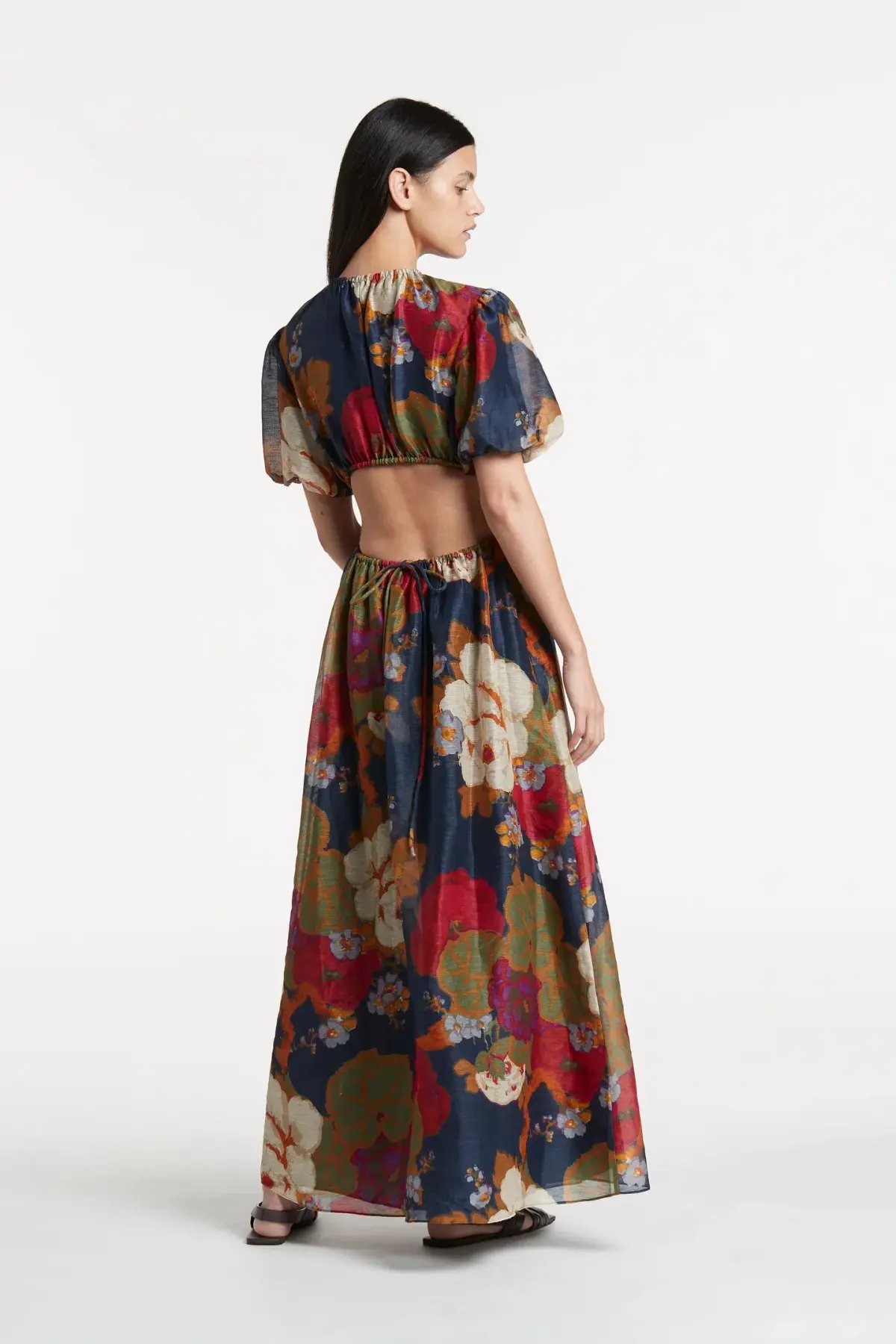 Sir the Label Bonita Puff Sleeve Gown Floral Navy Size AU 6 photo 2