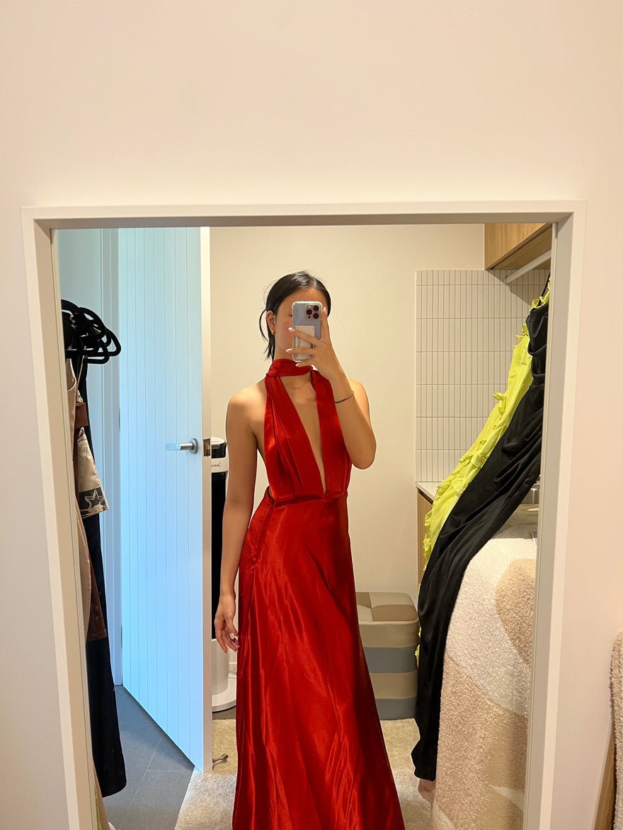 YLD Design Halter Tie Maxi Dress - Red photo 3