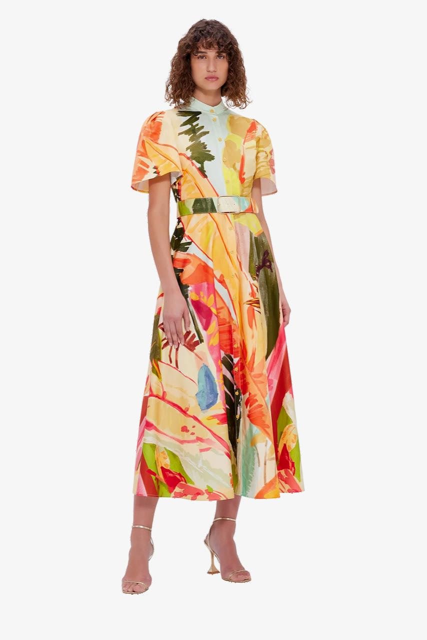 Leo Lin Bianca Short Sleeve Midi Dress - Rainforest Print photo 2