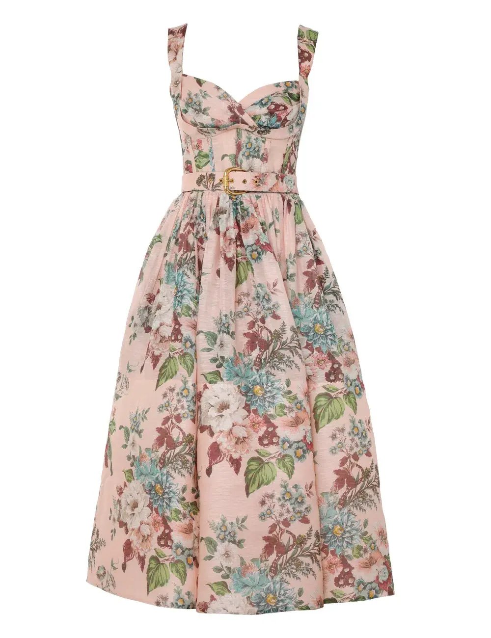 Zimmermann The Matchmaker Midi Dress in Pink Barkcloth Print Size 1 / AU 10 photo 2