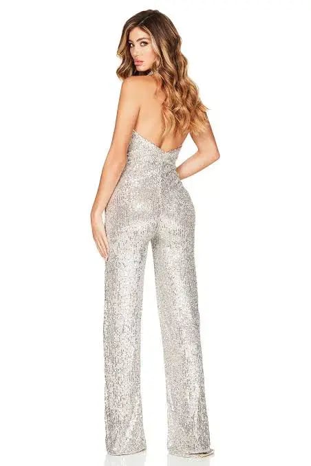 Nookie Fantasy Sequin Jumpsuit Silver Size 6 photo 2