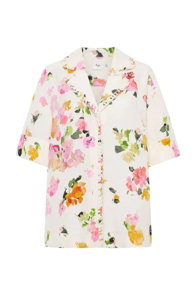 Aje Constance Whipstitch Shirt Scattered Floral Size 16 photo 4