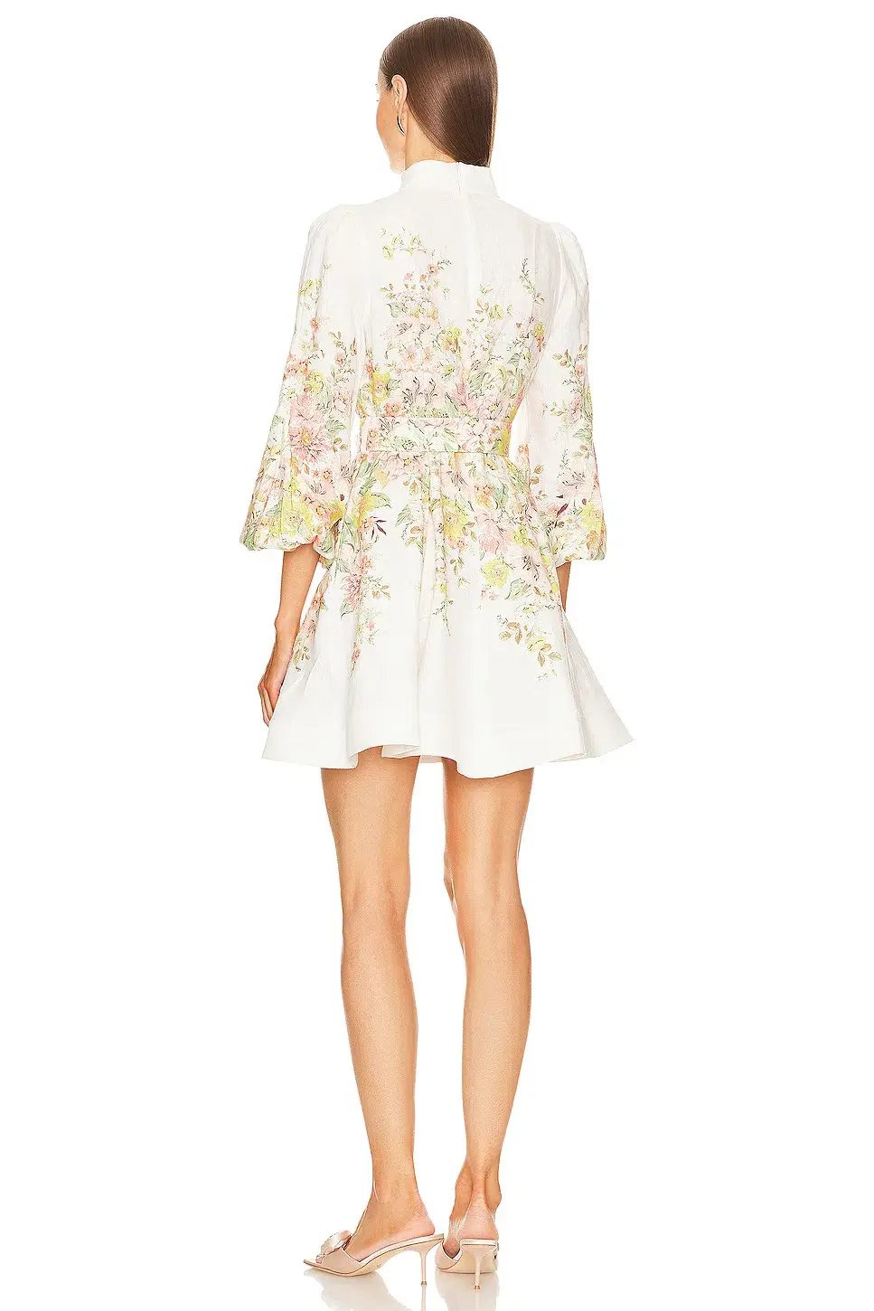 Zimmermann Matchmaker Buttoned Mini Dress Ivory Coral Floral Size 4/ AU 16 photo 2