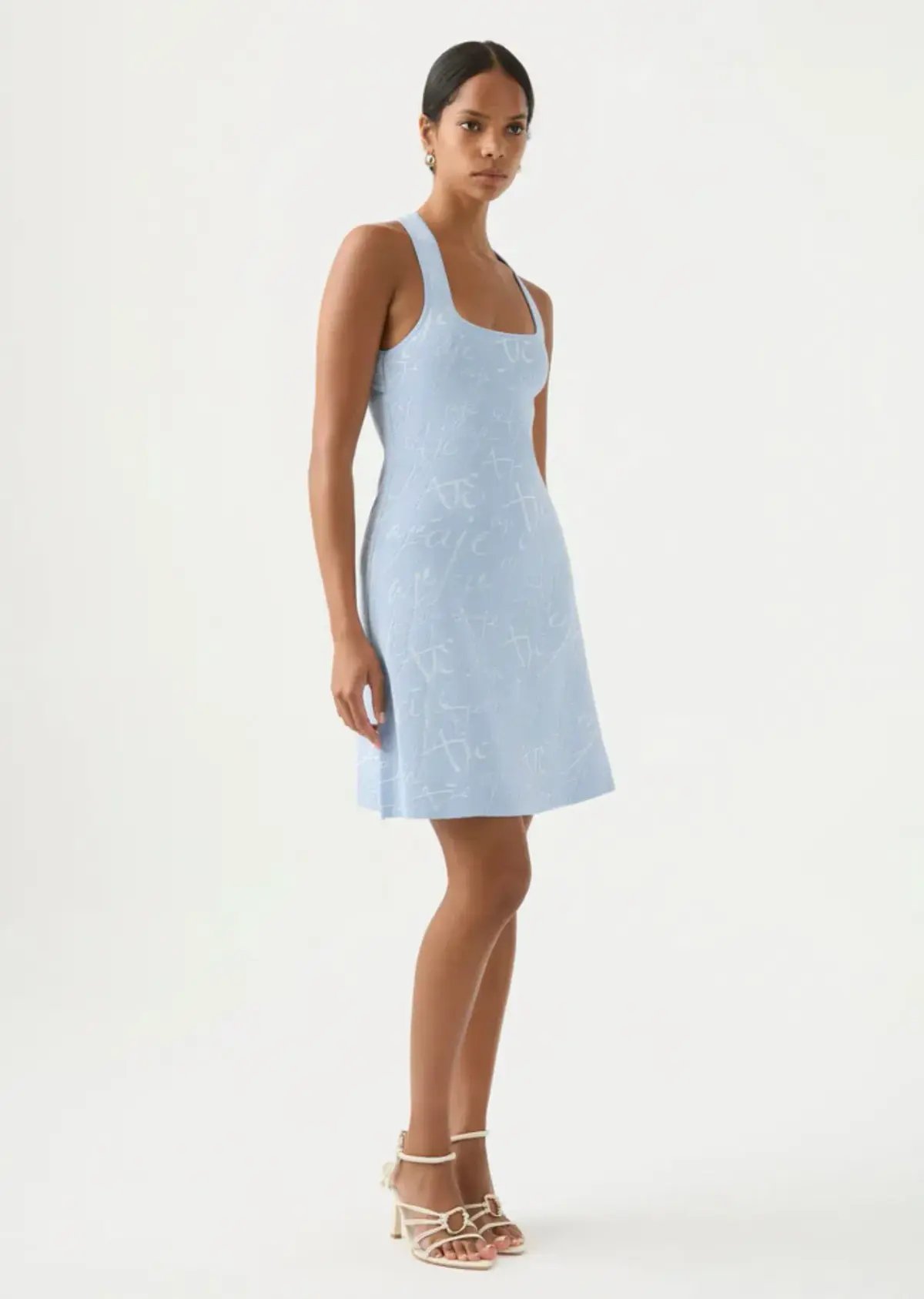 Aje Soleil Knit Mini Dress Blue Size 8 / S photo 4