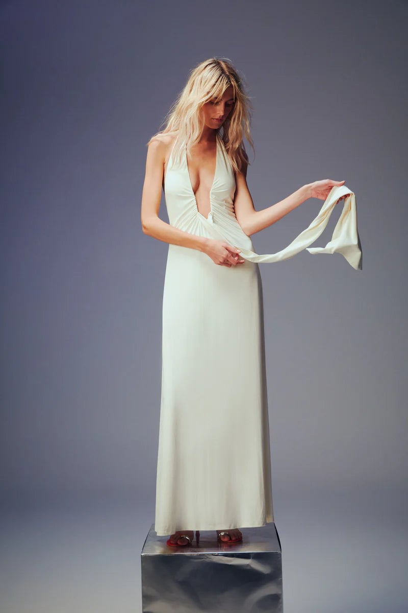 MISHA JENNIFER CUPRO MAXI DRESS - IVORY photo 5