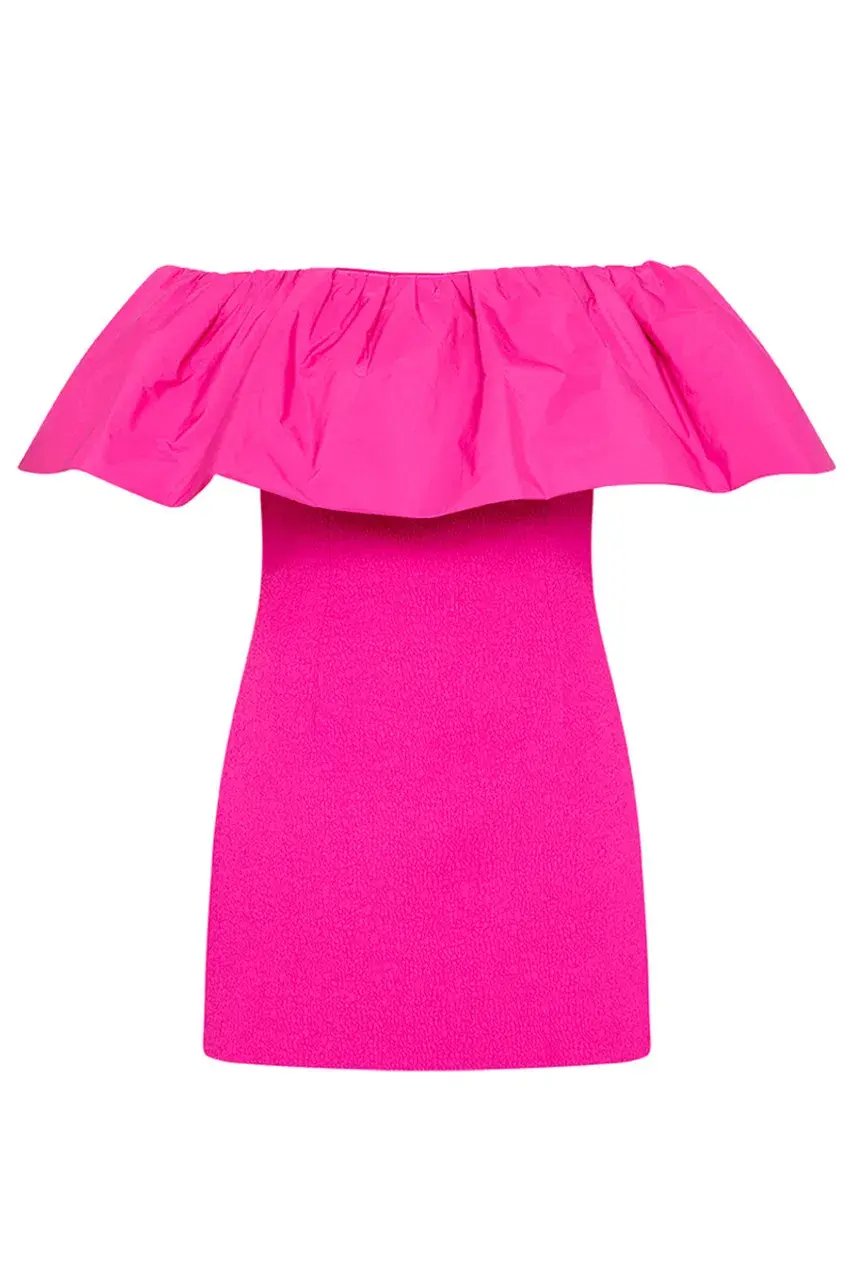 Rebecca Vallance Cecily Off Shoulder Mini Dress Pink Size AU 12 photo 4