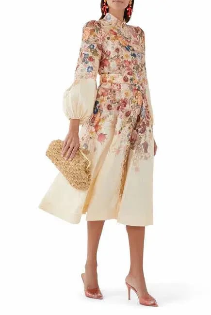 Zimmermann Luminosity Buttoned Midi Dress Floral Size 2 / Au 12 photo 5