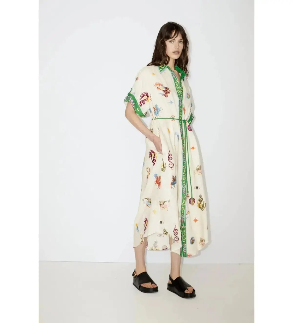 Alemais Seeker Embroidered Midi Shirt Dress Multi Print Size AU 10 photo 3