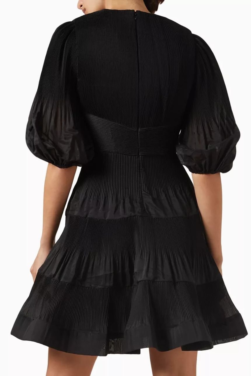 Zimmermann Pleated Mini Dress in Black photo 3