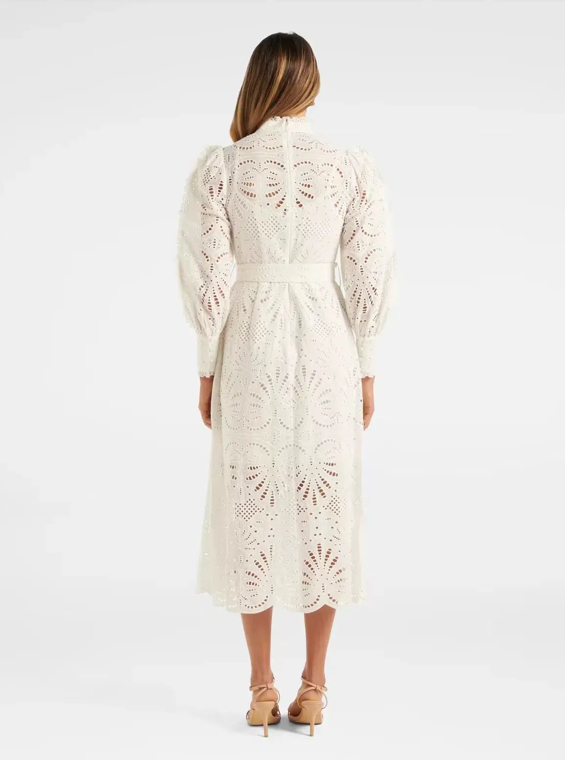Forever New Fifi Broderie Midi Shirt Dress White Size S / AU 8 photo 3