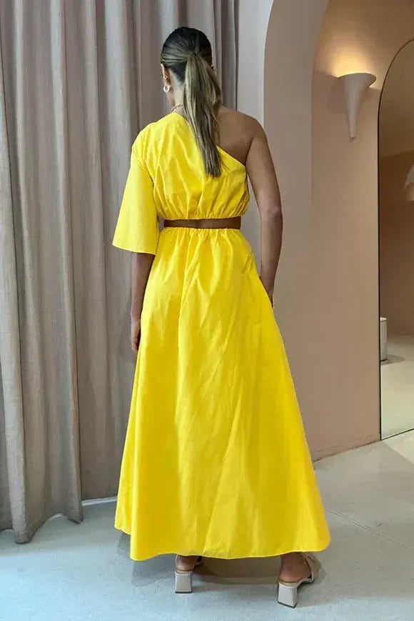 Camilla & Marc Wally One Shoulder Cut Out Maxi Dress in Honey Yellow Size 10 photo 4
