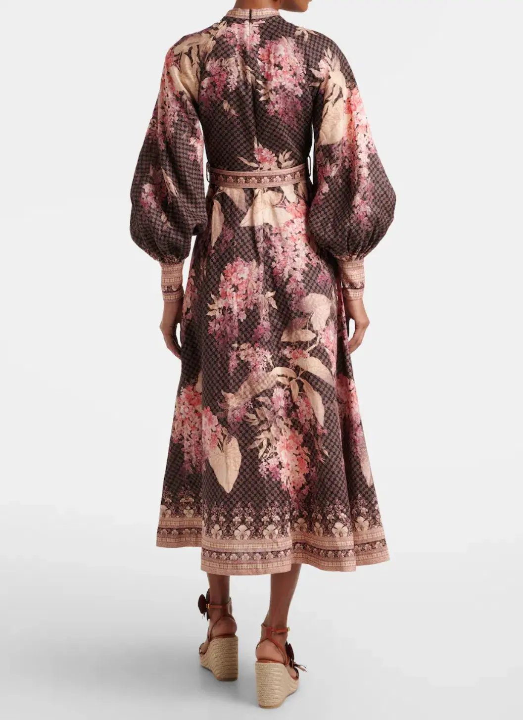 Zimmermann Illuminate Floral Linen Midi Dress Size 1/ Au 10 photo 2