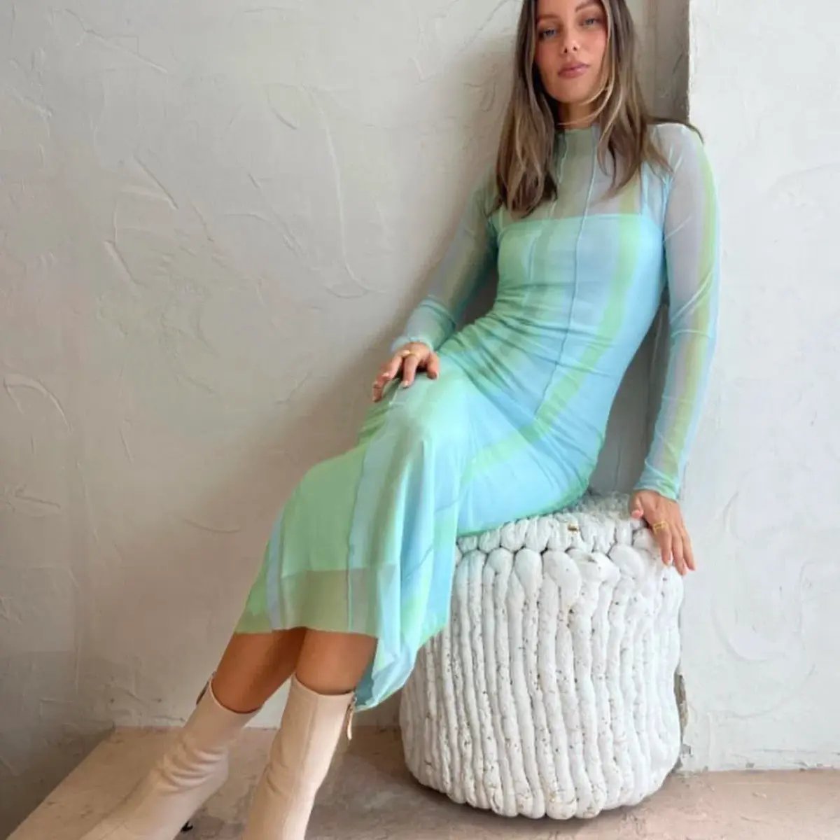 Significant Other Jean Midi Dress Green Mirage Size 6 photo 3