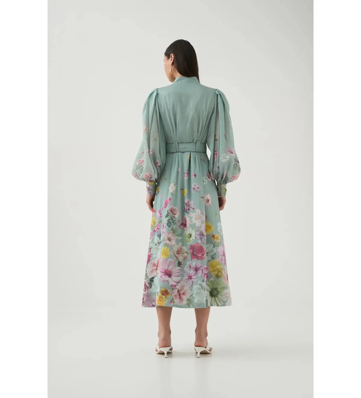 Aje Fleur Shirt Dress Mist Collage Floral Size 10 photo 3
