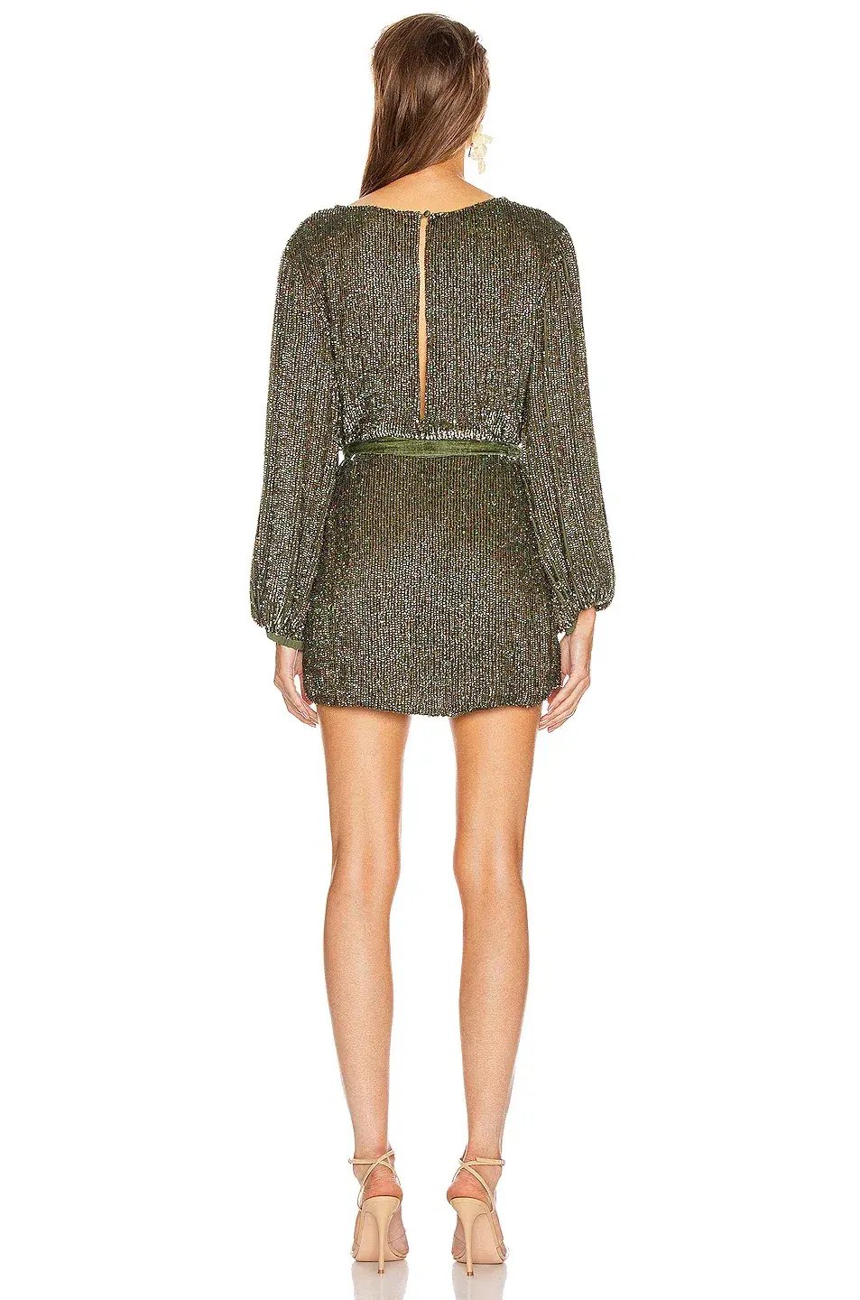 Retrofête Grace Sequin Mini Dress Army Green Size L/Au 12 photo 2
