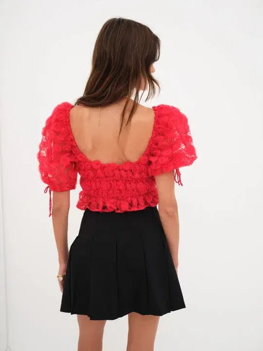 For Love and Lemons Hannah Crop Top Red Rose Size XS / AU 6 photo 3