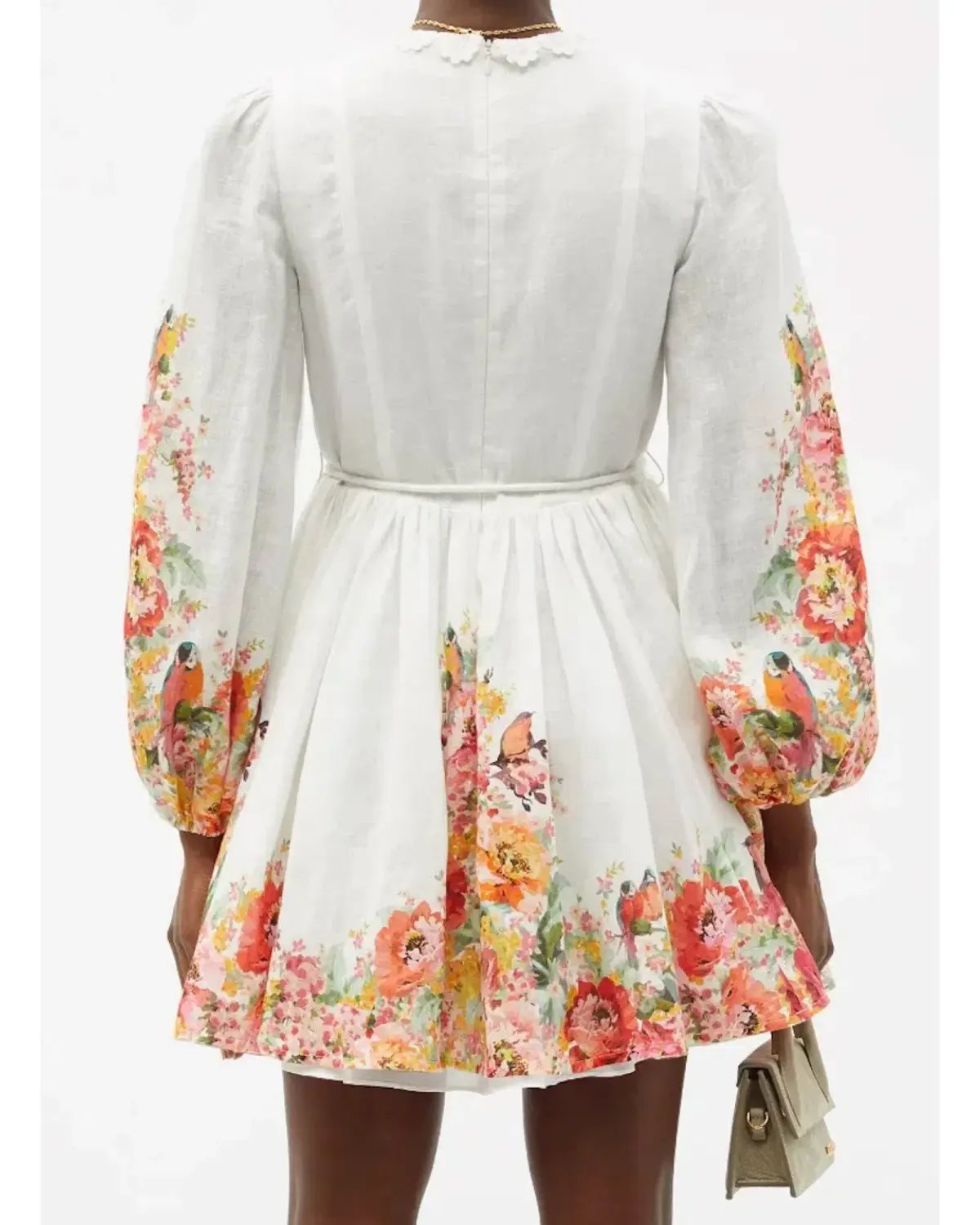 Zimmermann Mae Embellished Linen Mini Dress Floral Print Size AU 8 photo 2