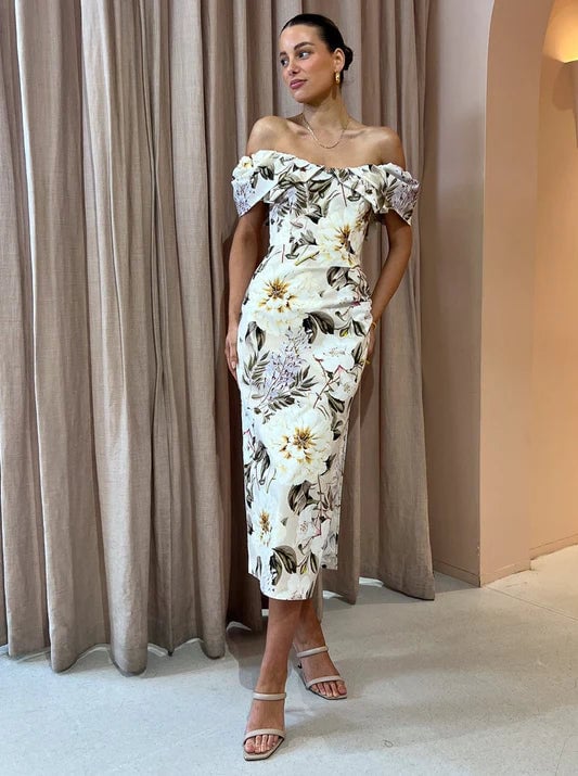 Sofia the Label Hailey Off Shoulder Midi Dress In Flora Print photo 2