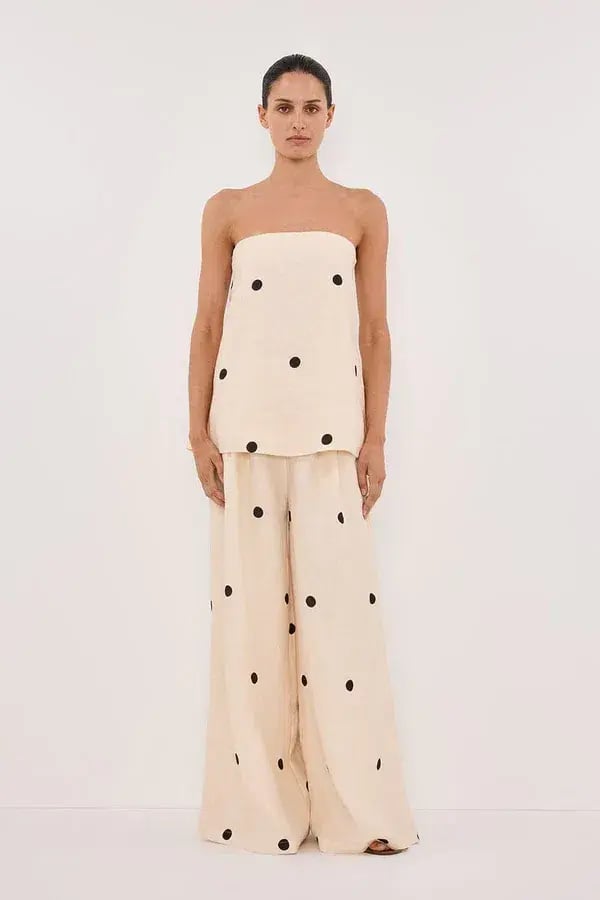 DISSH Beverly Cream Spot Strapless Top and Pants Set Cream Size 10/12 photo 6