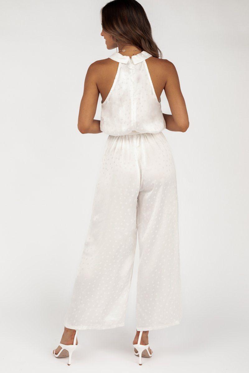 Dahlia White Button Front Jumpsuit Size 10 photo 3