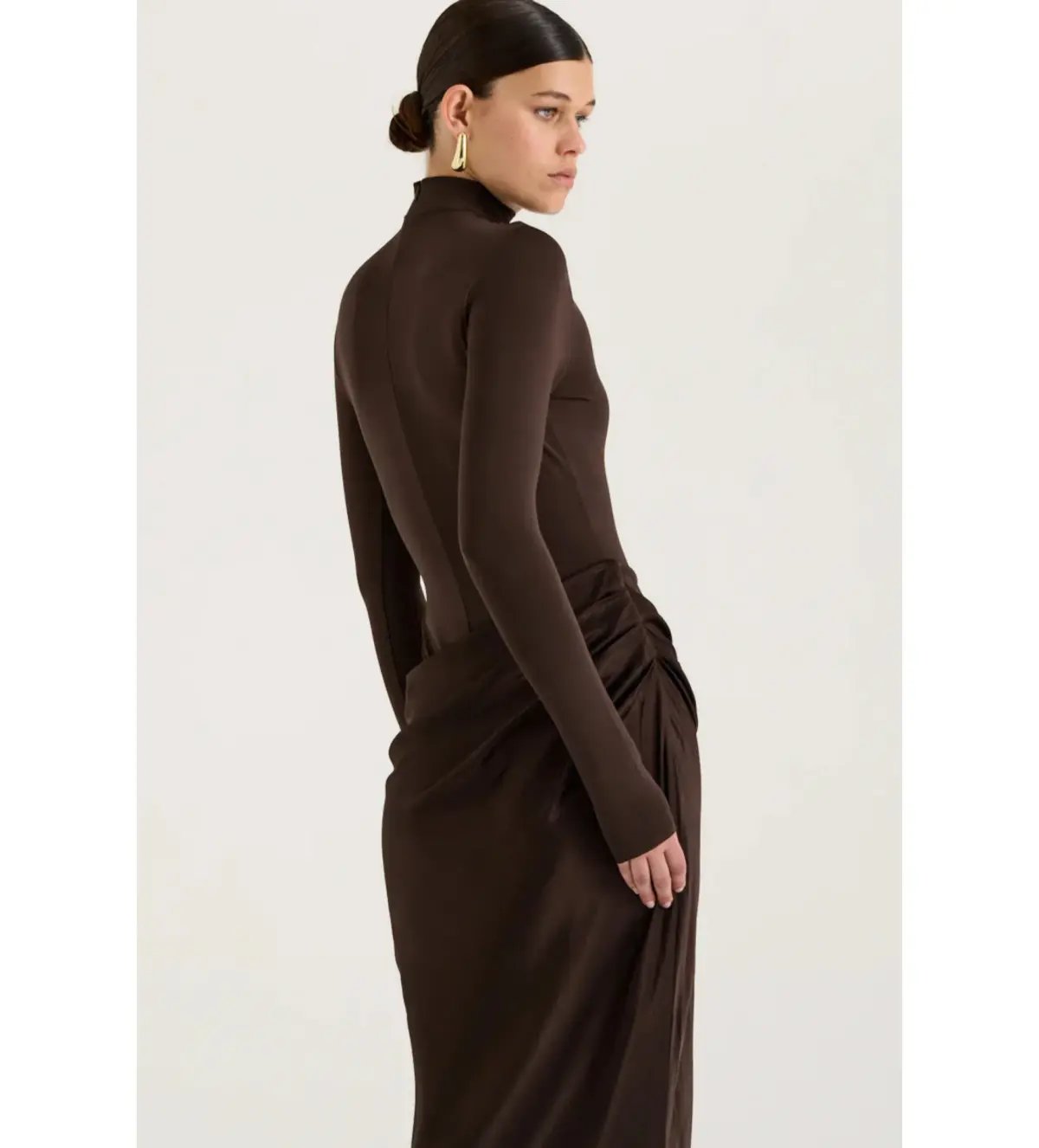 Henne Soraia Long Sleeve Maxi Dress Chocolate Size 6 photo 7