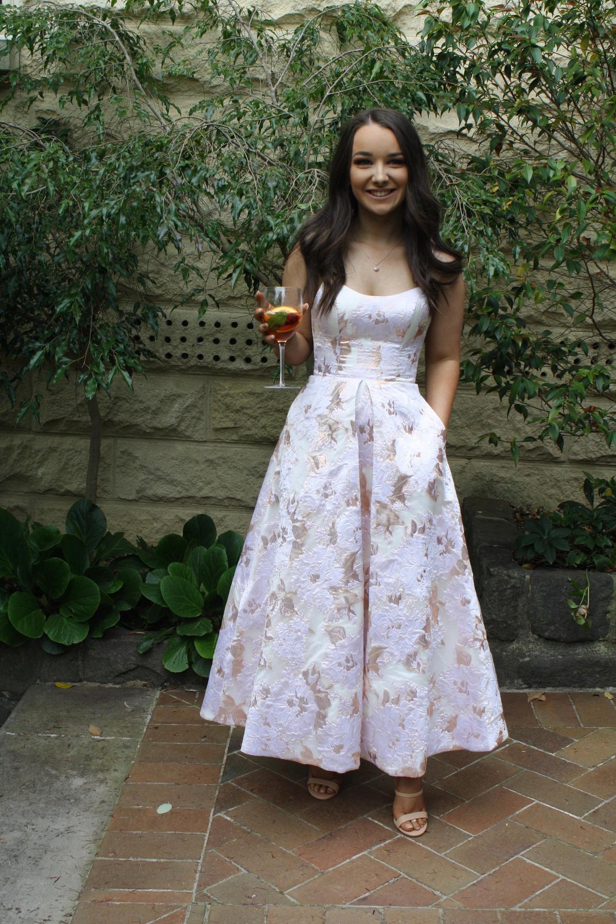Bariano Layla Scoop Neck Midi Dress Floral Size 6 photo 2