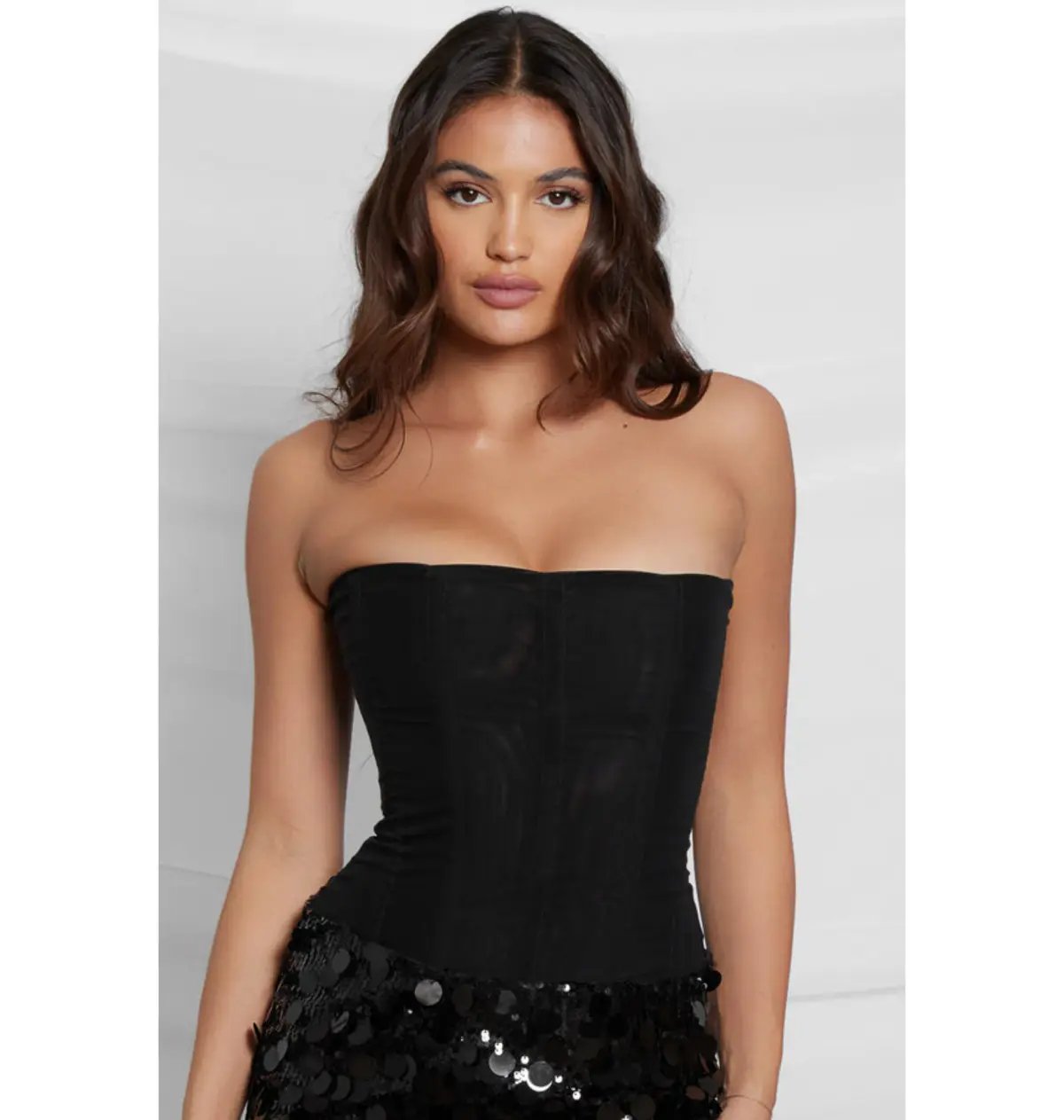 Leau Muse Mesh Corset Top in Black Size AU 6 photo 2