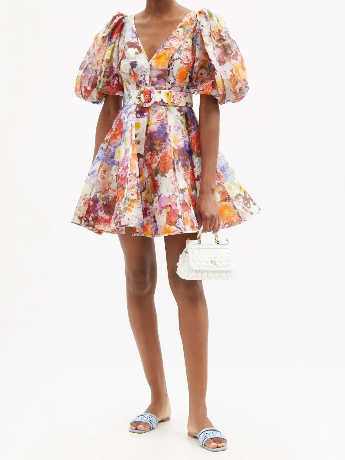Zimmermann Prima Balloon Sleeve Belted Mini Dress Floral Size 1 /  Au 10 photo 2