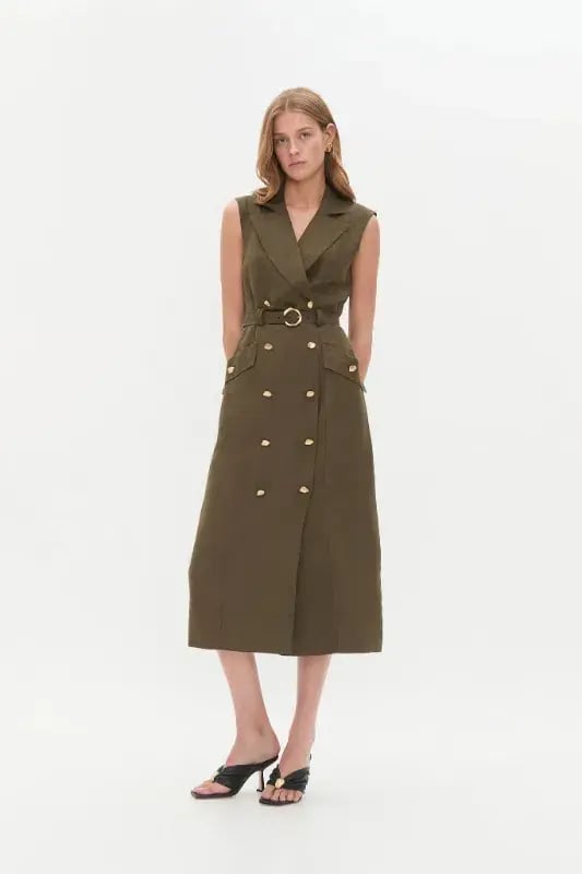 Aje  Blake Utility Midi Dress Khaki Size AU 14 photo 2